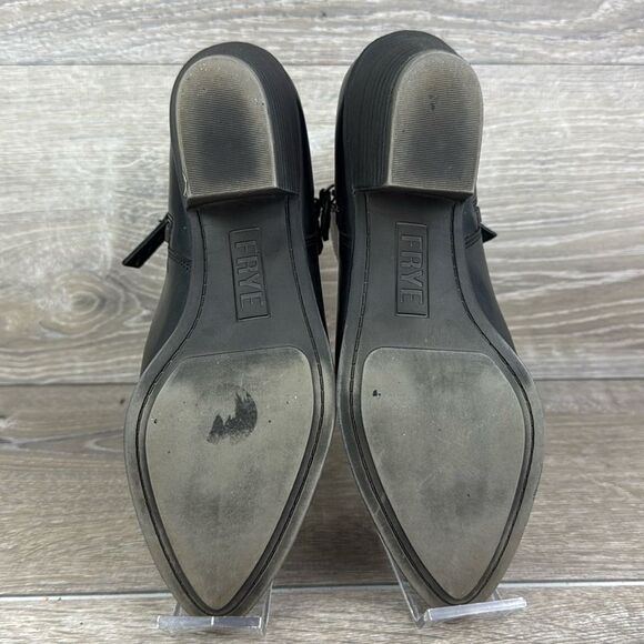 Frye Judith Double Zip Black Leather Women’s Sz 8M Heeled Ankle Boots - Picture 7 of 10